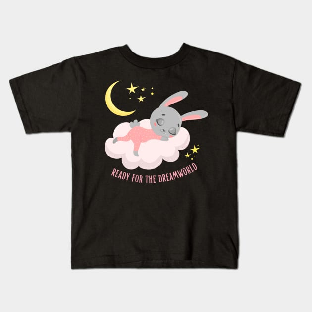 Ready for the dream world Hello little bunny in pajamas sleeping cute baby outfit Kids T-Shirt by BoogieCreates